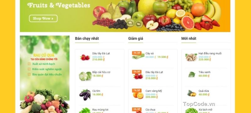 thiết kế website bán nông sản